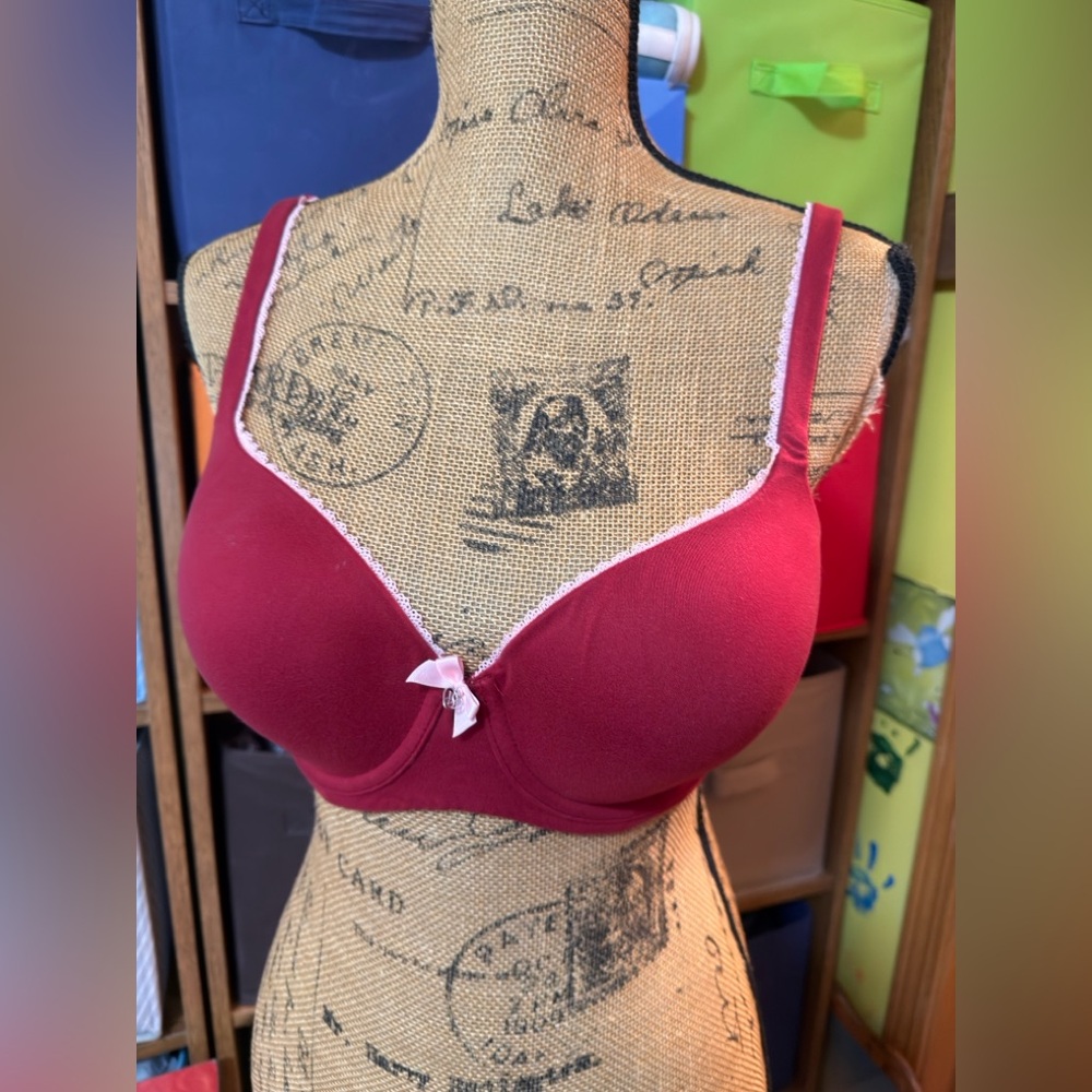 Victoria's Secret Deep Red Bra with Pink Accent